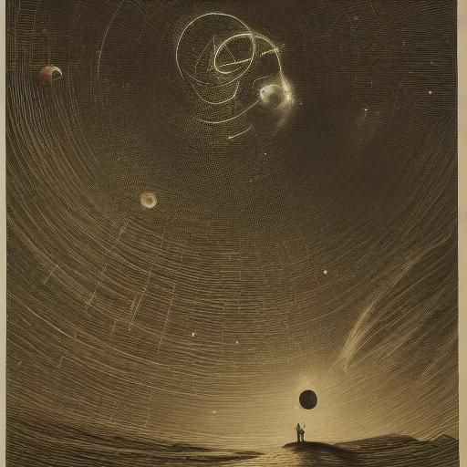 Sphinx and Woman Embrace on Mars in Surrealist Art