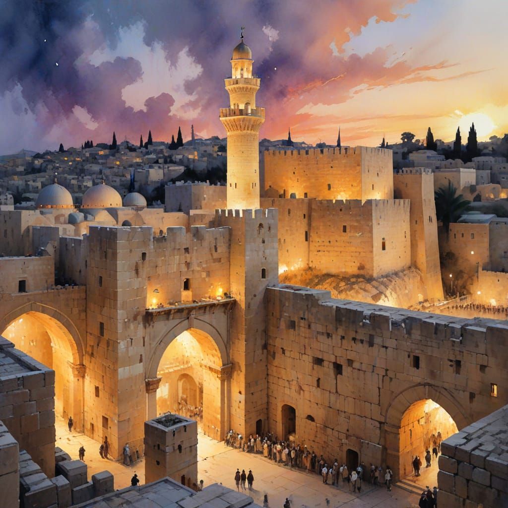 Tower of David Fortress at Sunset, Jerusalem