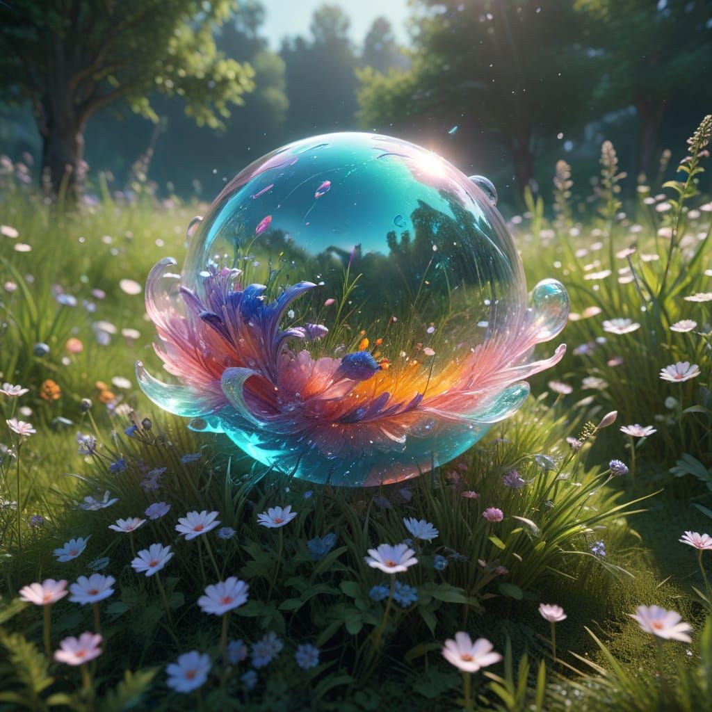 Vibrant Slime Creature Dances Among Wildflowers