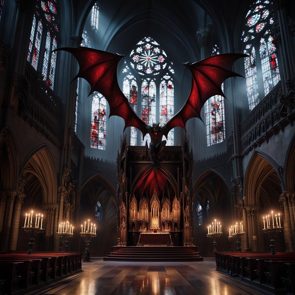 Gothic Cathedral Demon Rising: A Nightmarish Vision