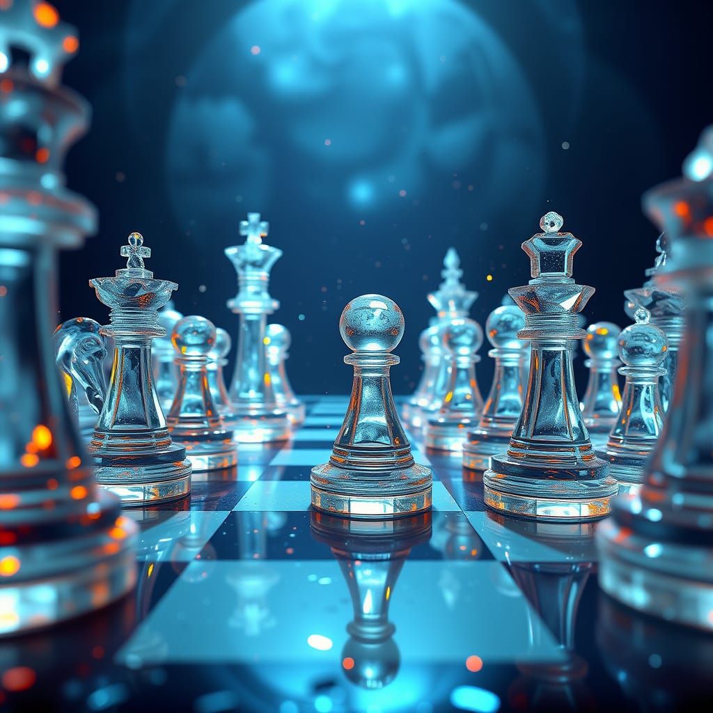 Crystal Chess Set in Fantastical Art