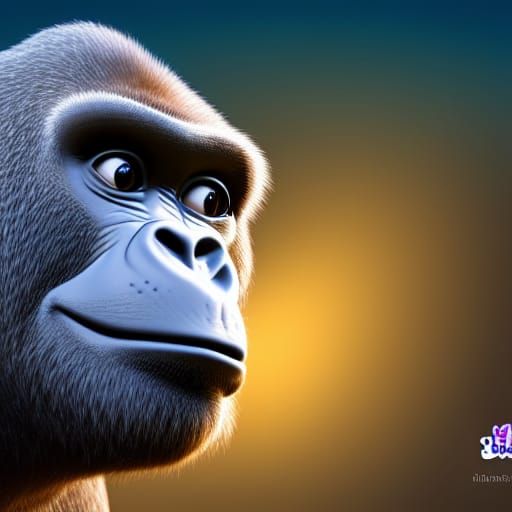 Cute Gorilla: 3D Digital Art in Pixar Style