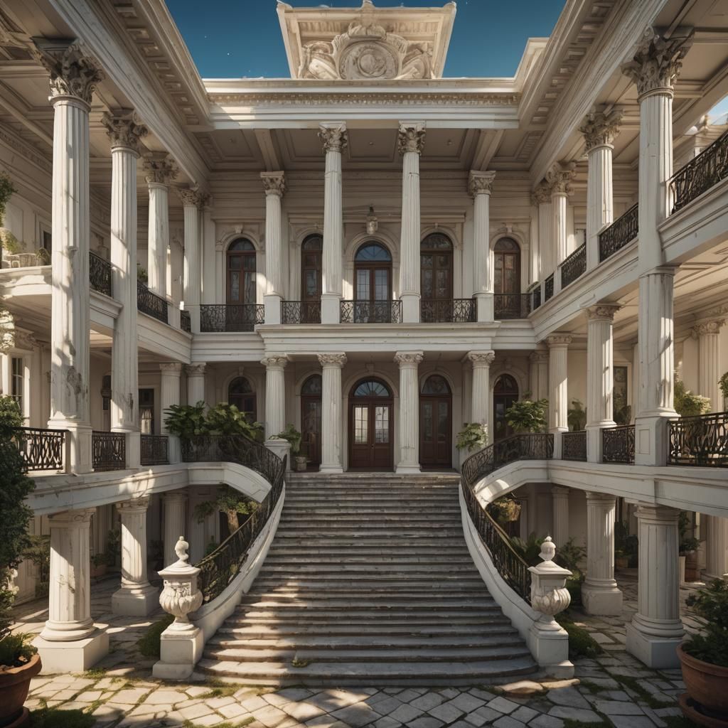 Antebellum Greek Revival Mansion: Detailed Matte Painting