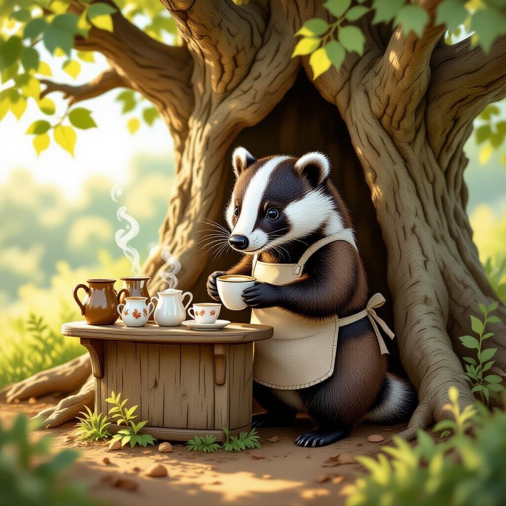 Badger Artist Crafts Latte Art in Miniature Cafe