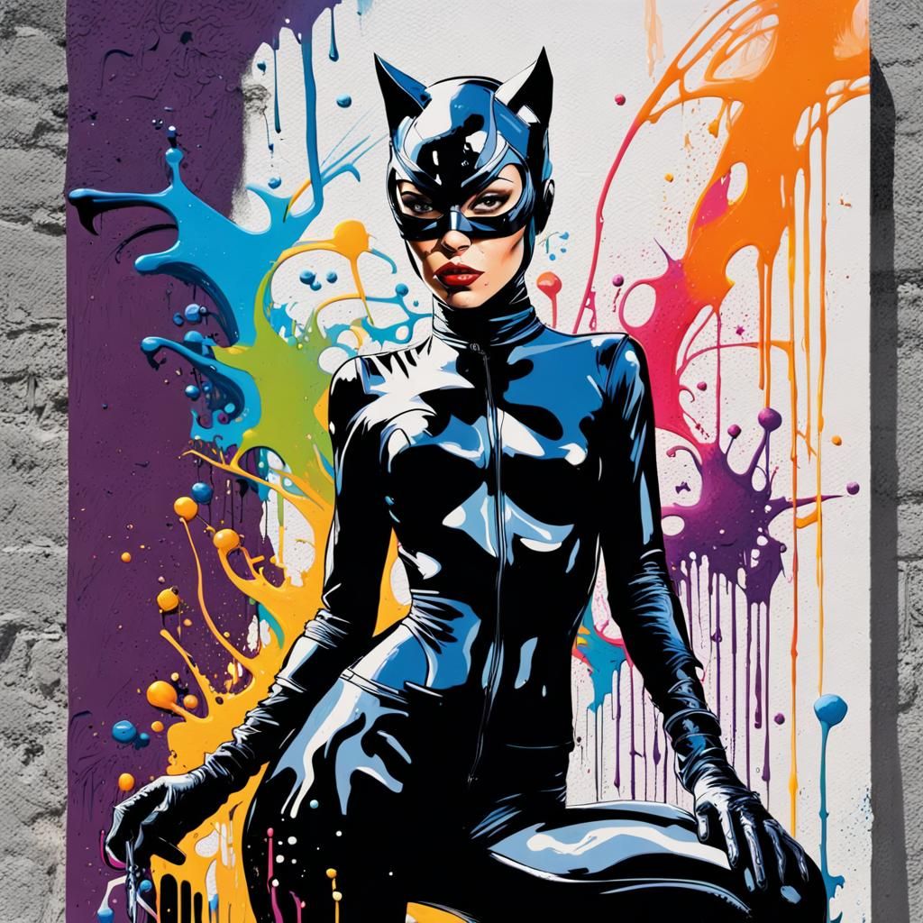 Catwoman Splash Art in Graffiti Style