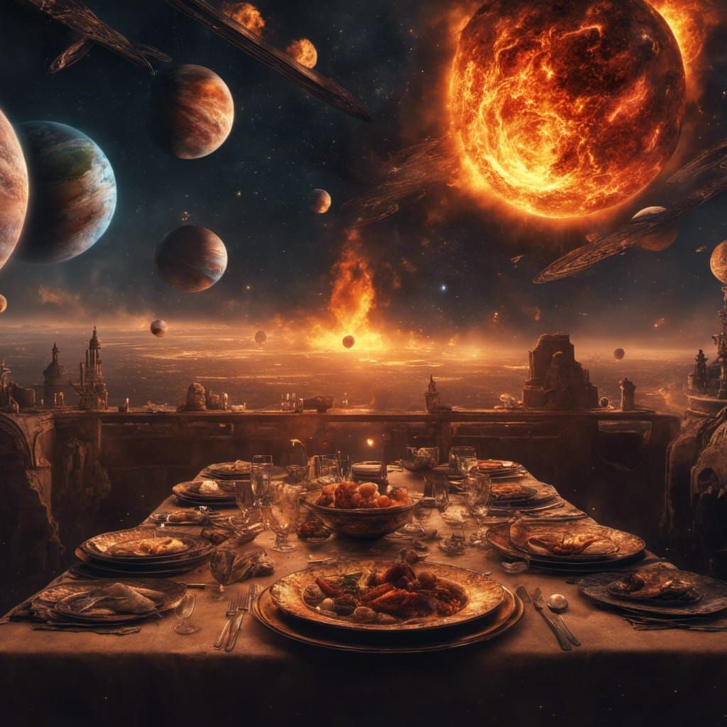 Surreal Solar System Dinner: A Digital Matte Painting