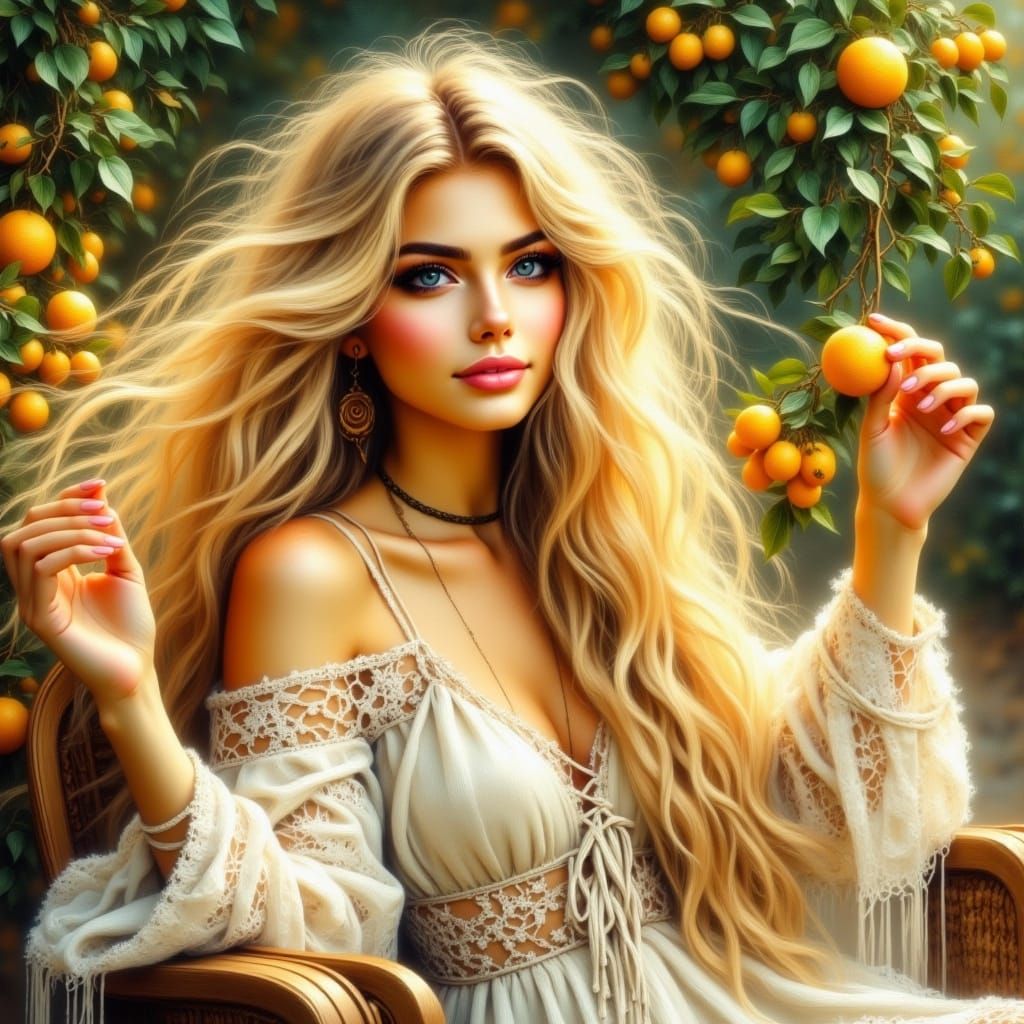 Girl Tastes Lemon in Fragonard-Inspired Scene