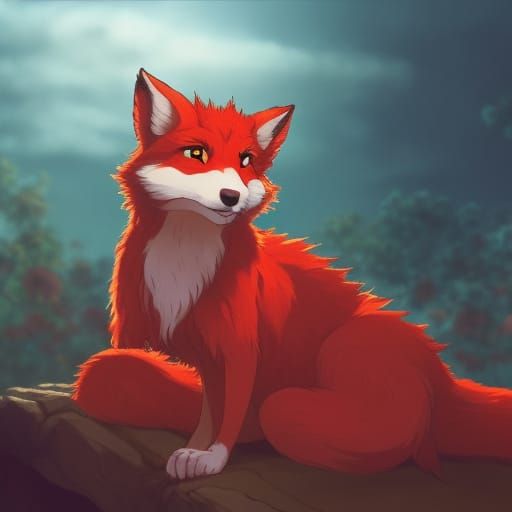 Red Kitsune on Throne, Anime Key Visual