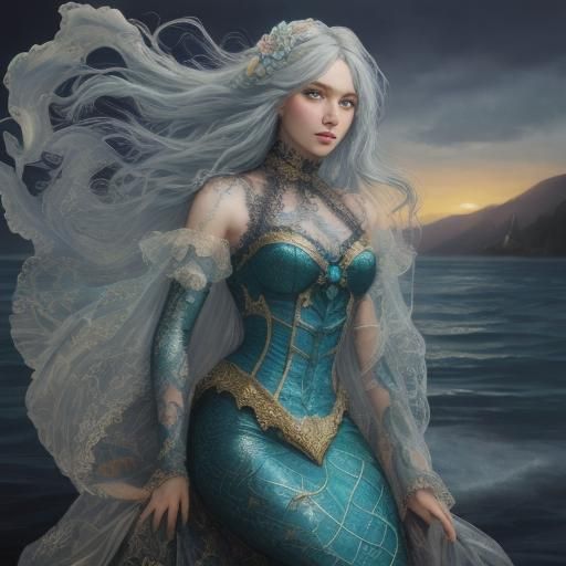 Mermaid in Net: Hyperrealistic Comic Art