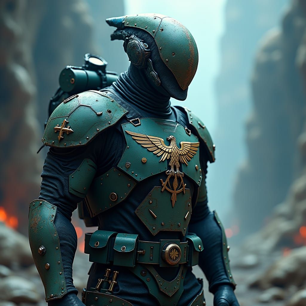 Alien-Infused German Soldier in Eerie Landscape