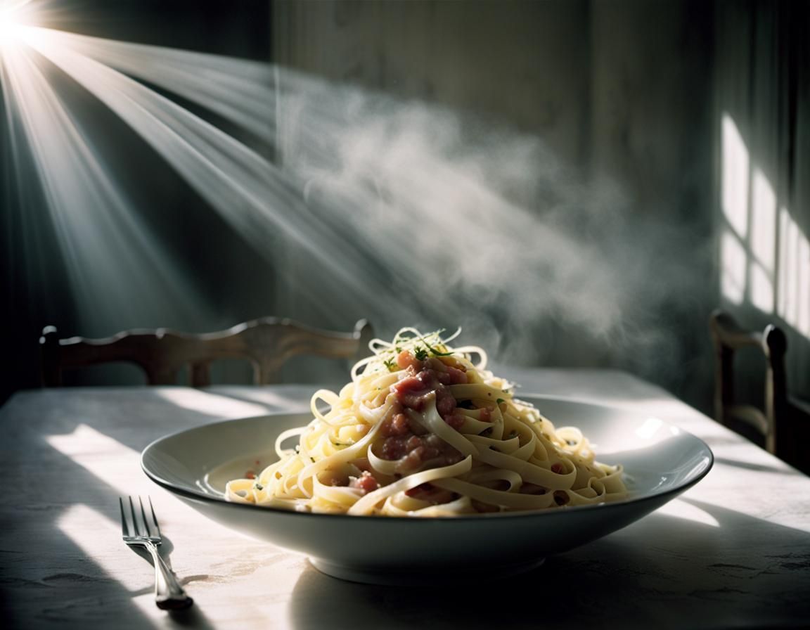 Tagliatelle Carbonara in Cottagecore Style