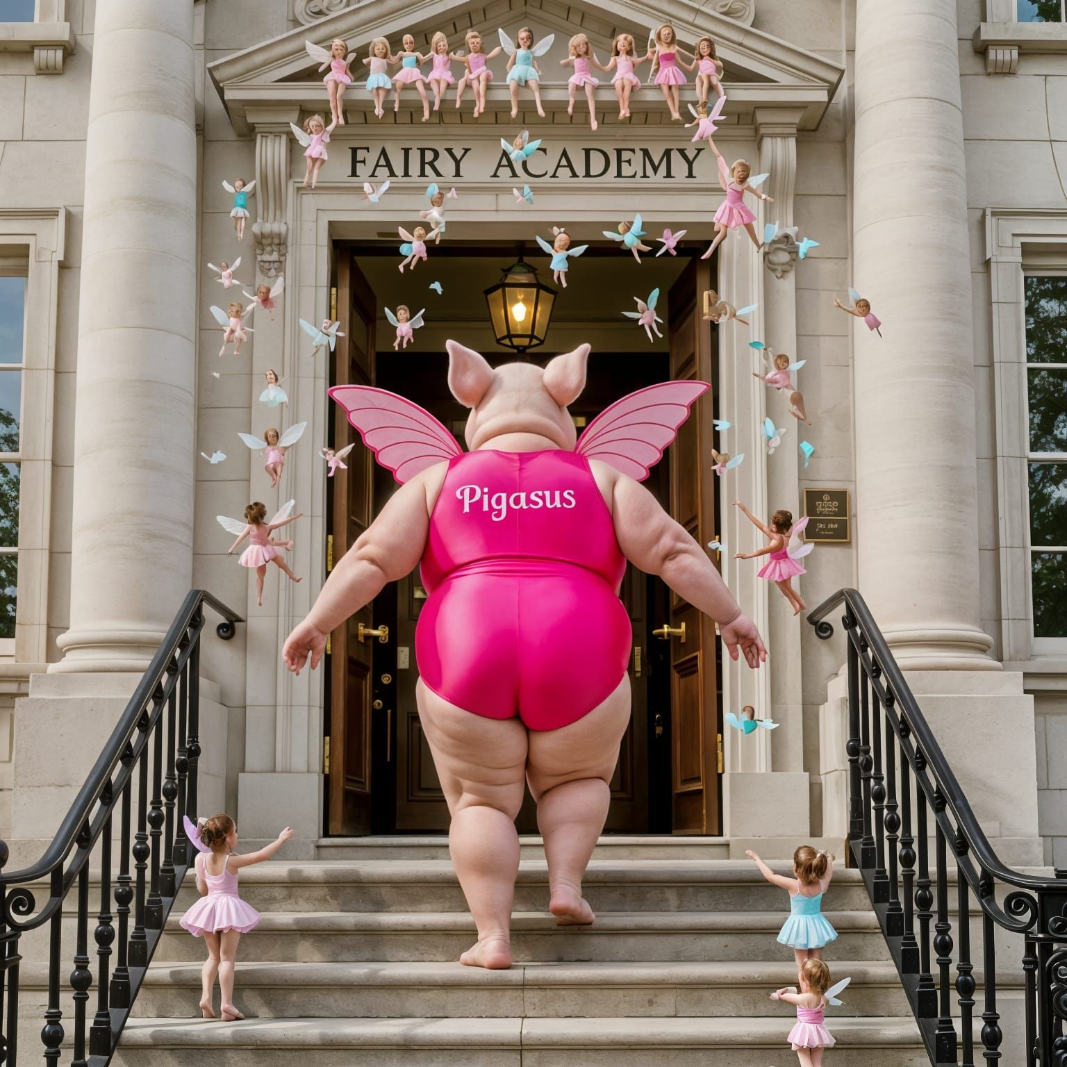 Pigasus Enters Fairy Academy: A Whimsical Scene