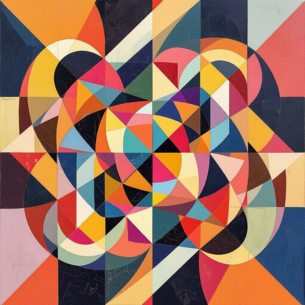 Geometric Chaos: A Neo-Cubist Art Deco Composition