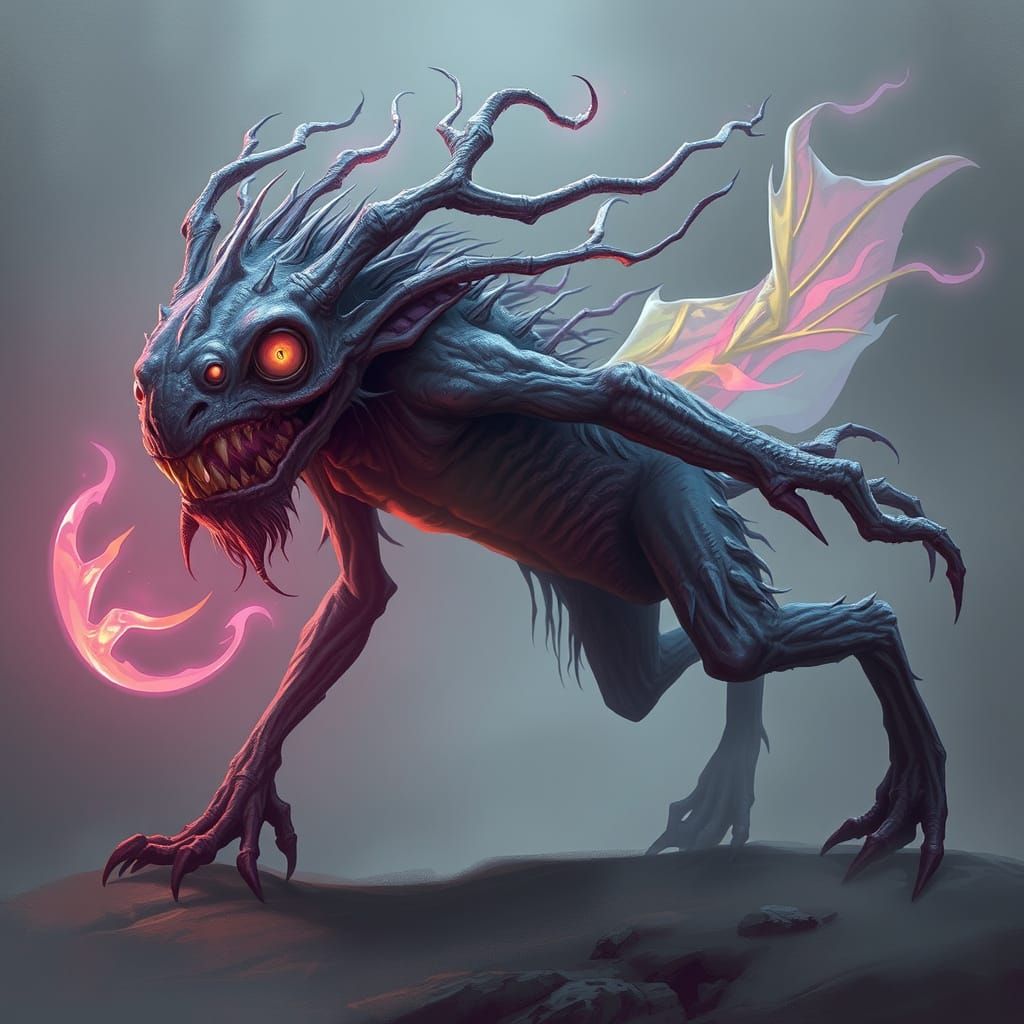 Mystical Tunga Wisp Creature Emerges from Ethereal Fog