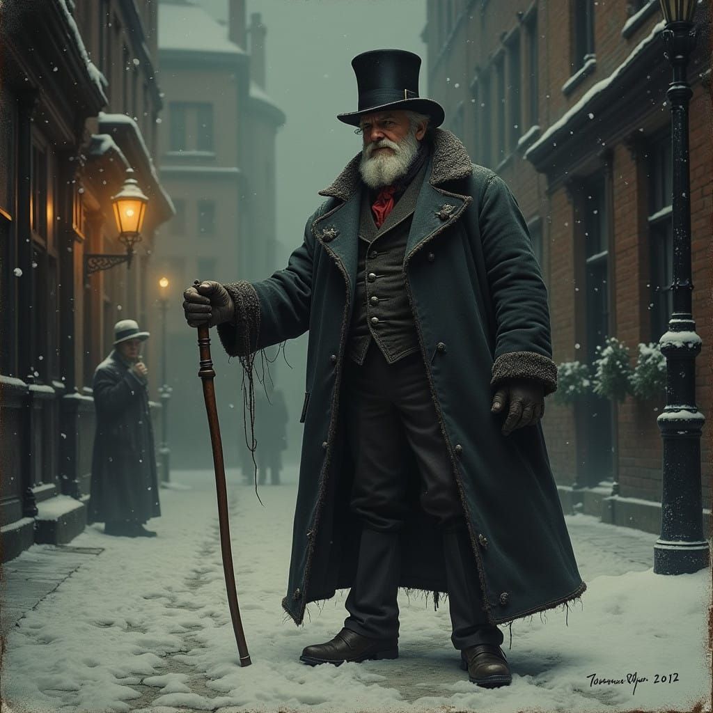Ebenezer Scrooge in Victorian-Era London
