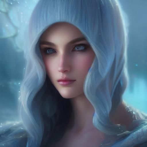Winter Ocean Portrait in Digital Art Style
