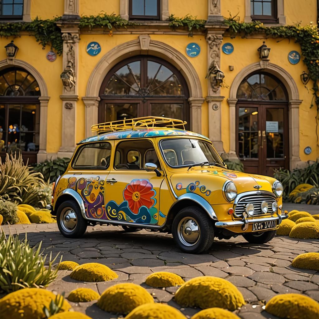 Psychedelic 1968 Austin Mini Seven Underwater
