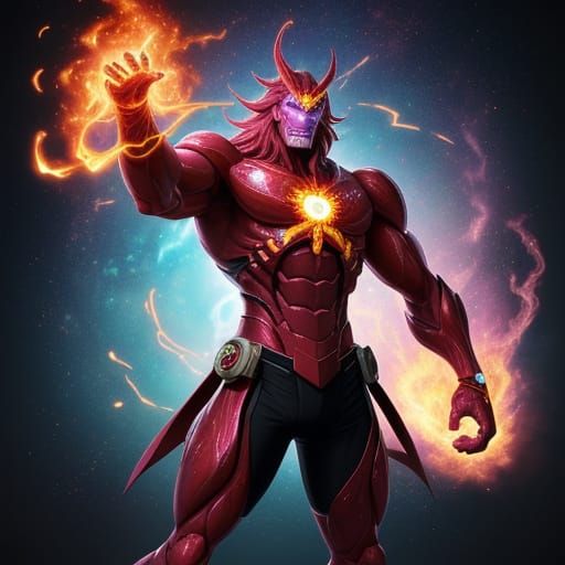 Towering Pink Star-Shaped Titan with Golden Fire