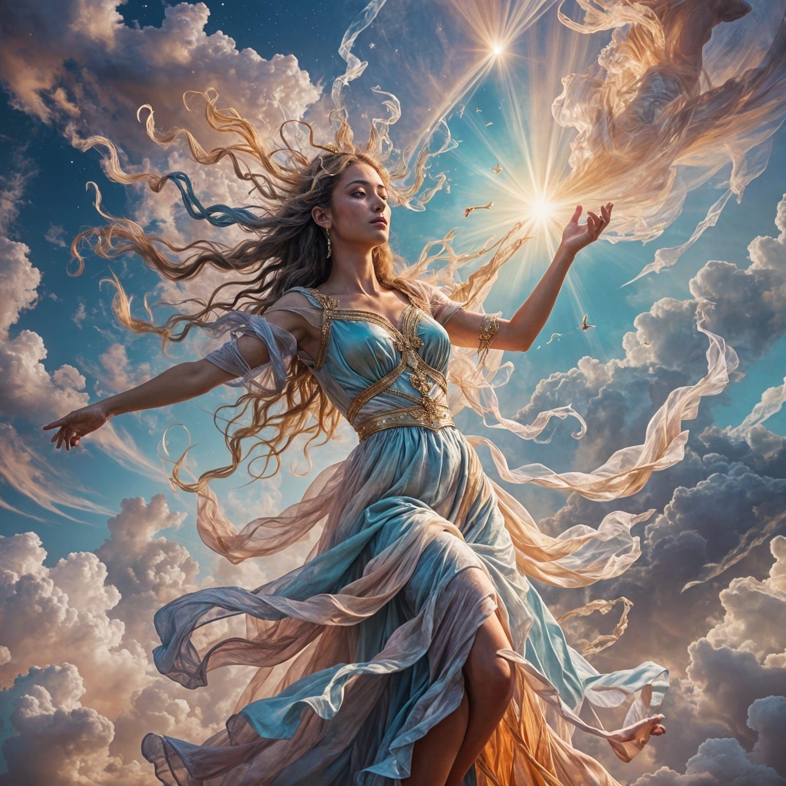 Ethereal Goddess Dancing in the Heavens