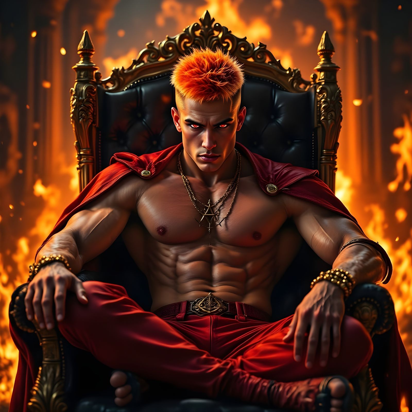 Daimon Hellstrom on Fiery Underworld Throne