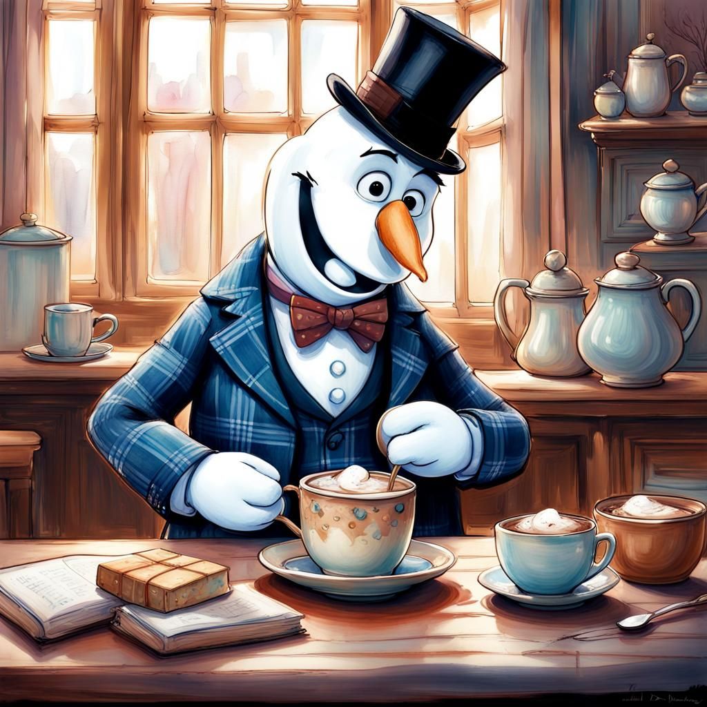 Muppet Olaf Drinking Hot Chocolate