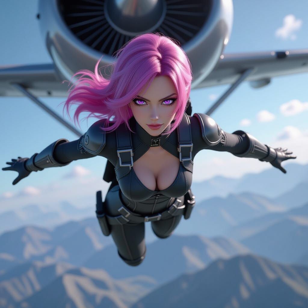 Gothic Heroine Leaps from Plane: 3D Game Cover