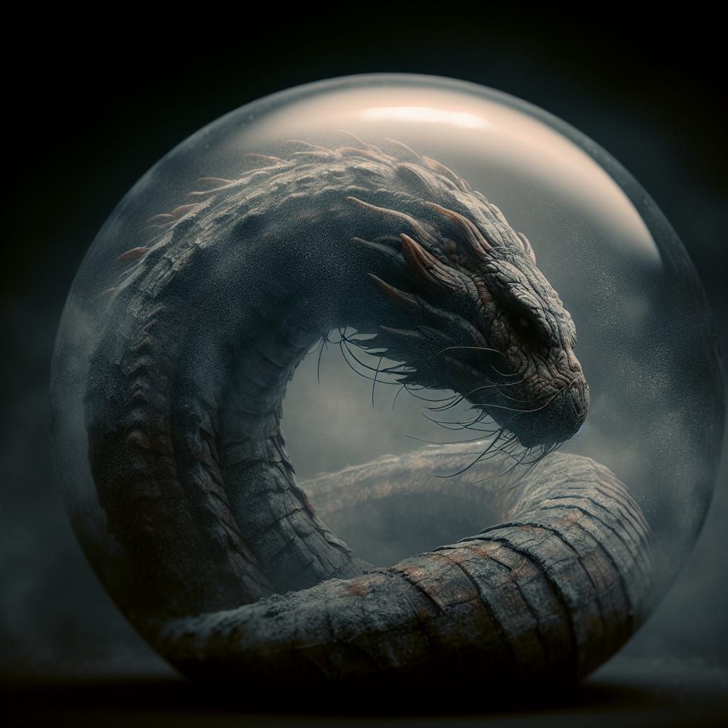 Dragon Serpent Portrait in Glass Orb