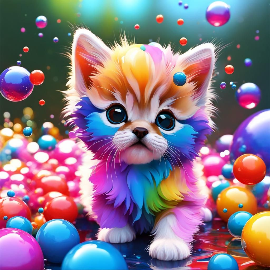 3D Color Sphere Explosions as Impasto Art