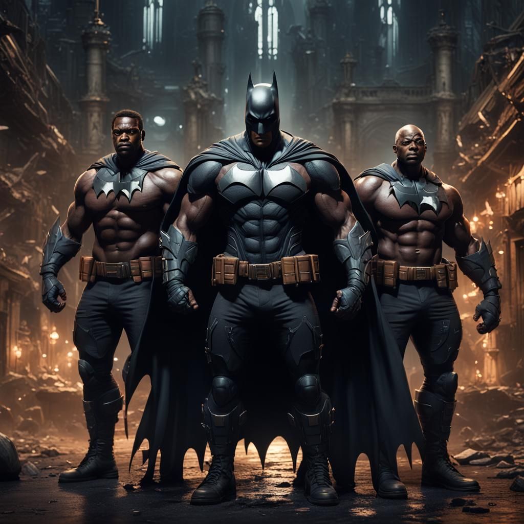 The Batman Surrounded by Goons: Detailed Matte Painting