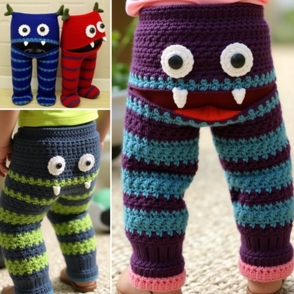 monster crocheted pants for toddlers