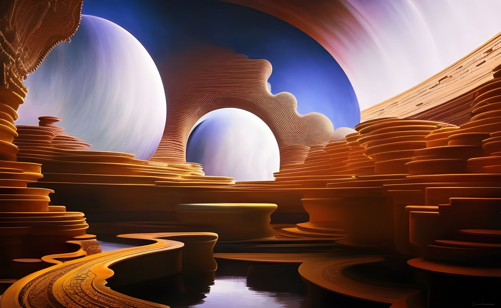 Mind-Bending Galactic Portals in Retro-Futuristic Art Nouvea...