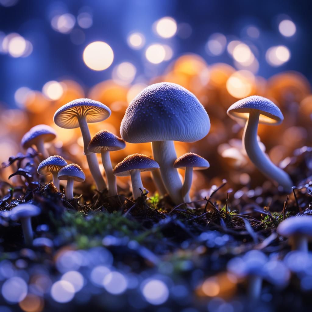Macro Photorealistic Image of a Delicate Mushroom