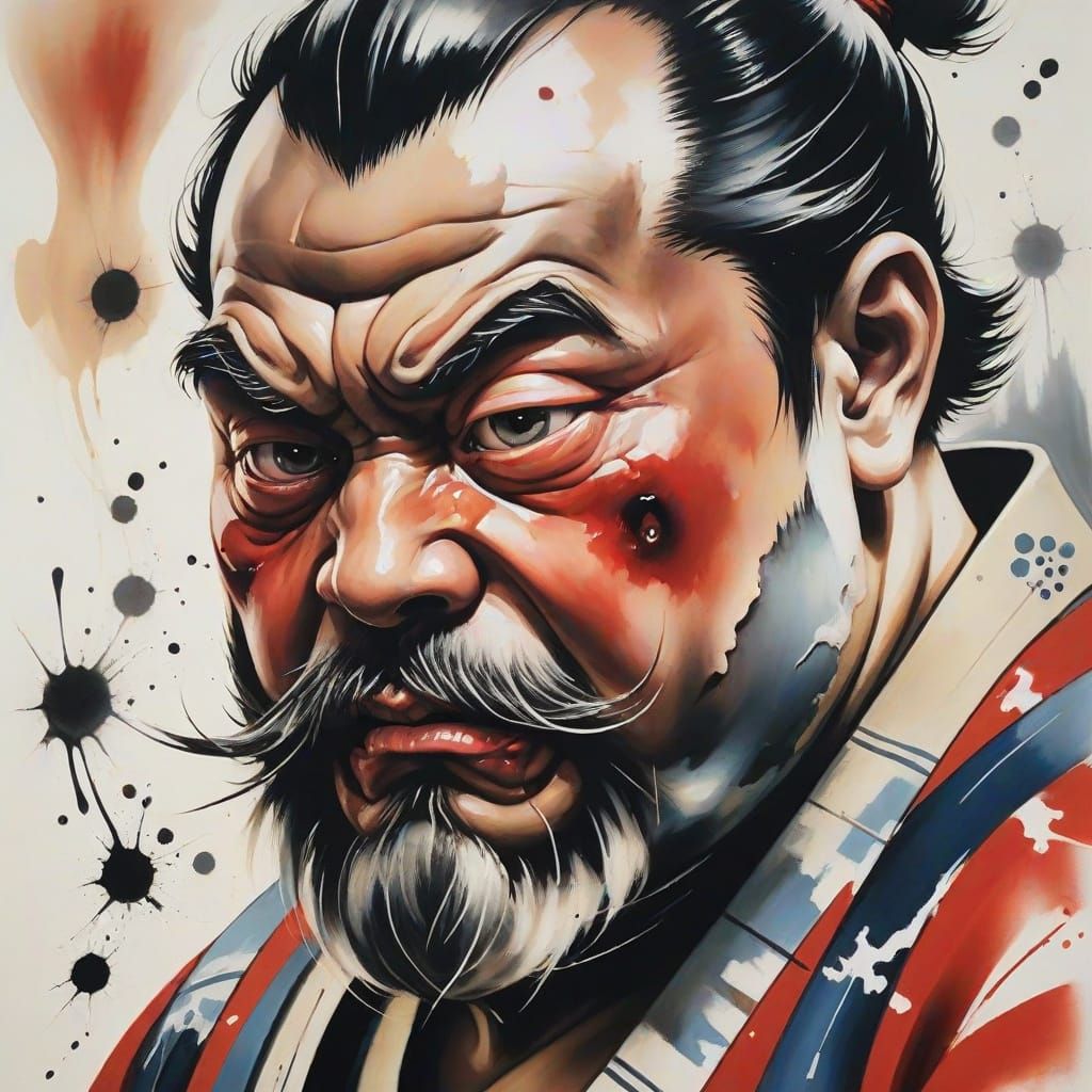 Eerie Swollen Baby Face in Surreal Oil Painting