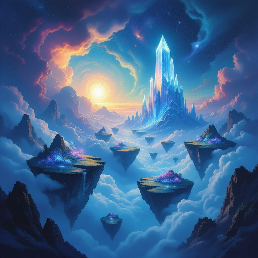 Surreal Floating Islands in Cosmic Sky