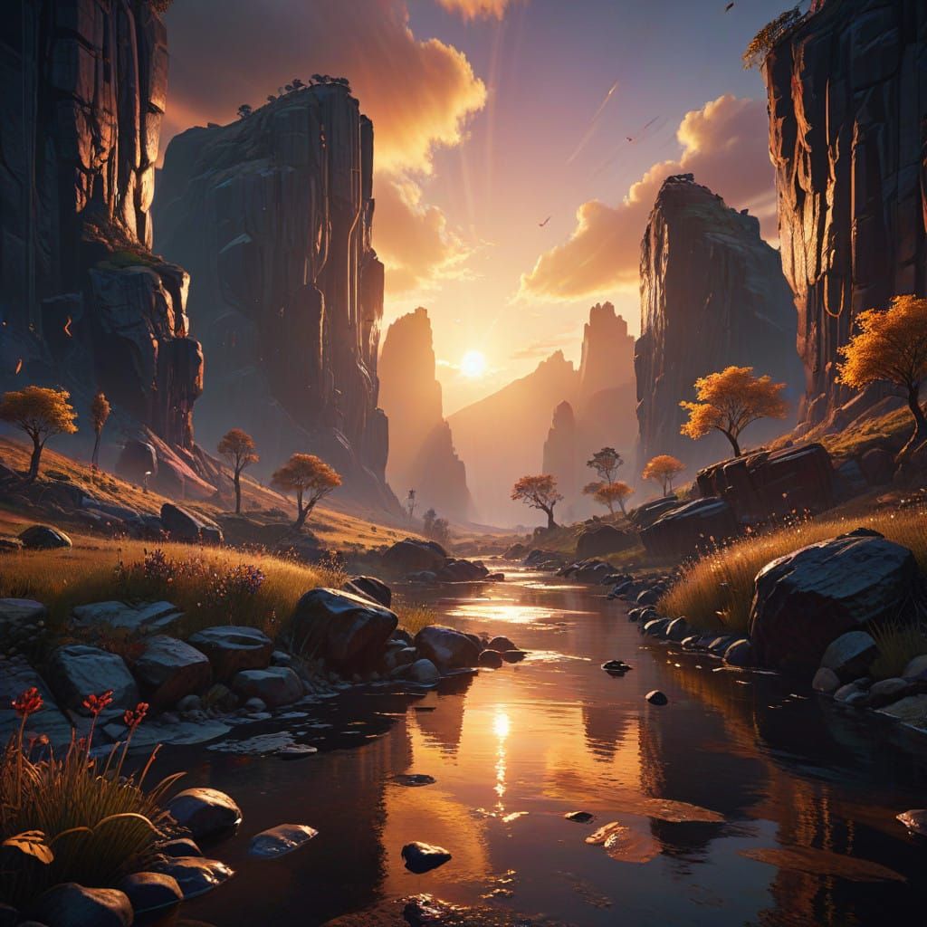 Epic Fantasy Landscape in Documentary-Style Realism