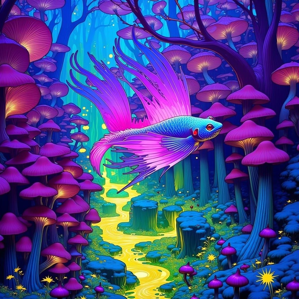 Dreamlike 3D Projection in Art Nouveau Style