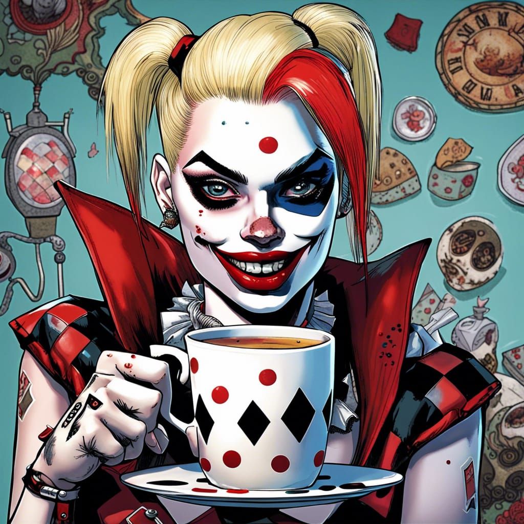 Harley Quinn's Wonderland Tea Party: Comic Book Art