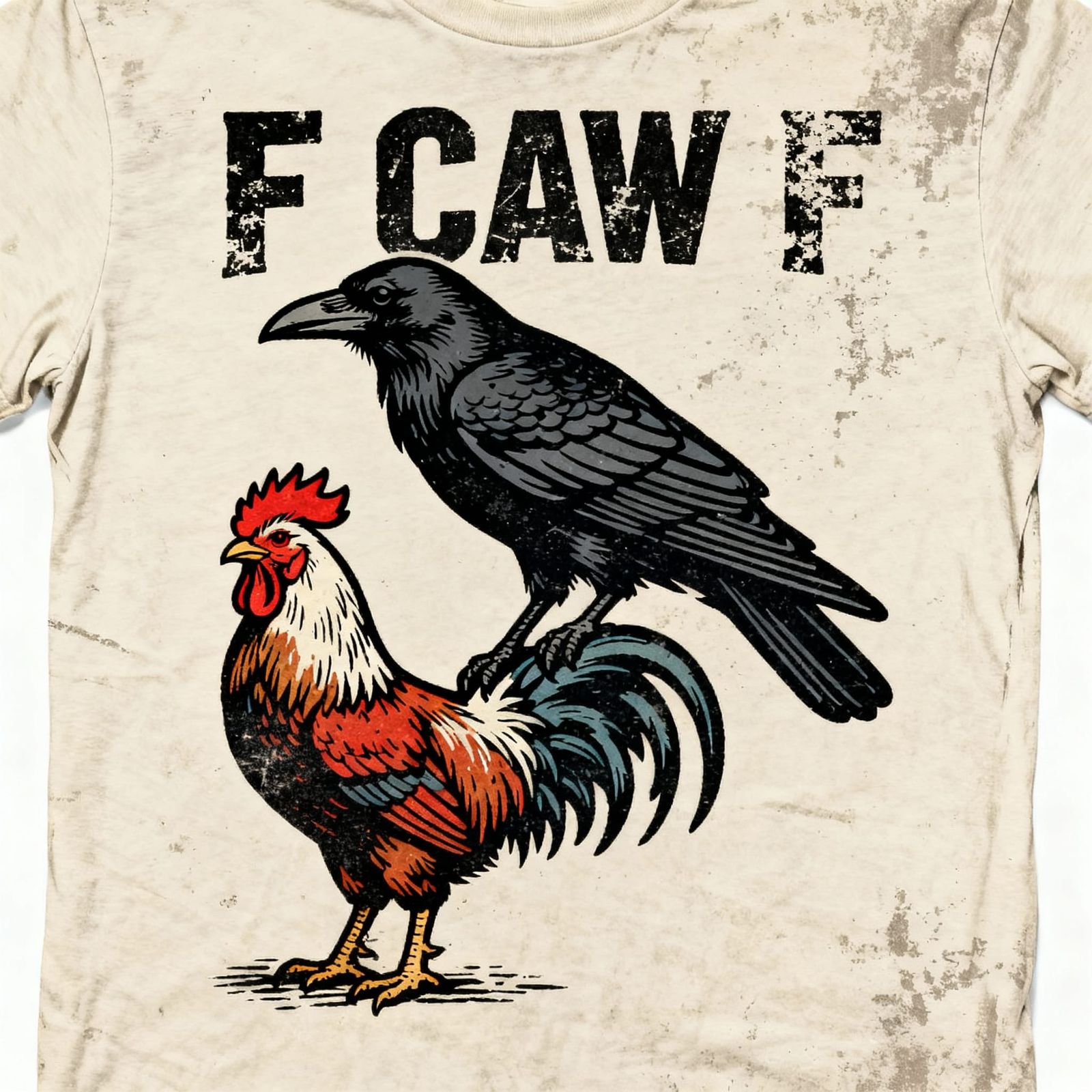 Crow and Rooster "F CAW F" T-Shirt Design