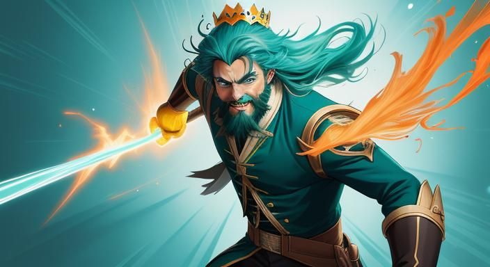 Handsome Teal Centaur in Forest, Digital Art