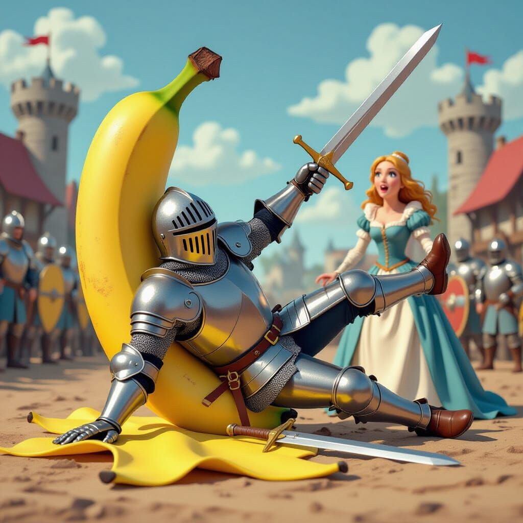 Knight's Hilarious Fall: Damsel Sees Hero Trip