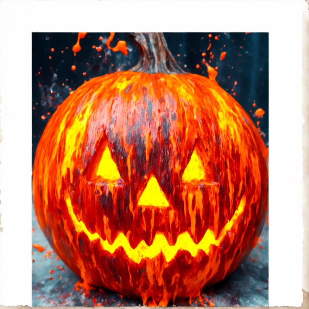 Macabre Woodcut in Watercolor Splash Art