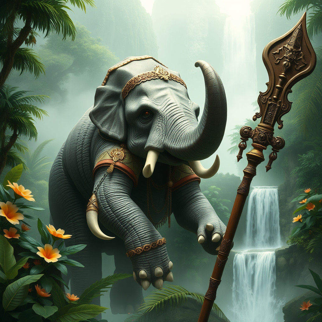 Loxodon in Jungle Landscape Inspired by Fantasy Art
