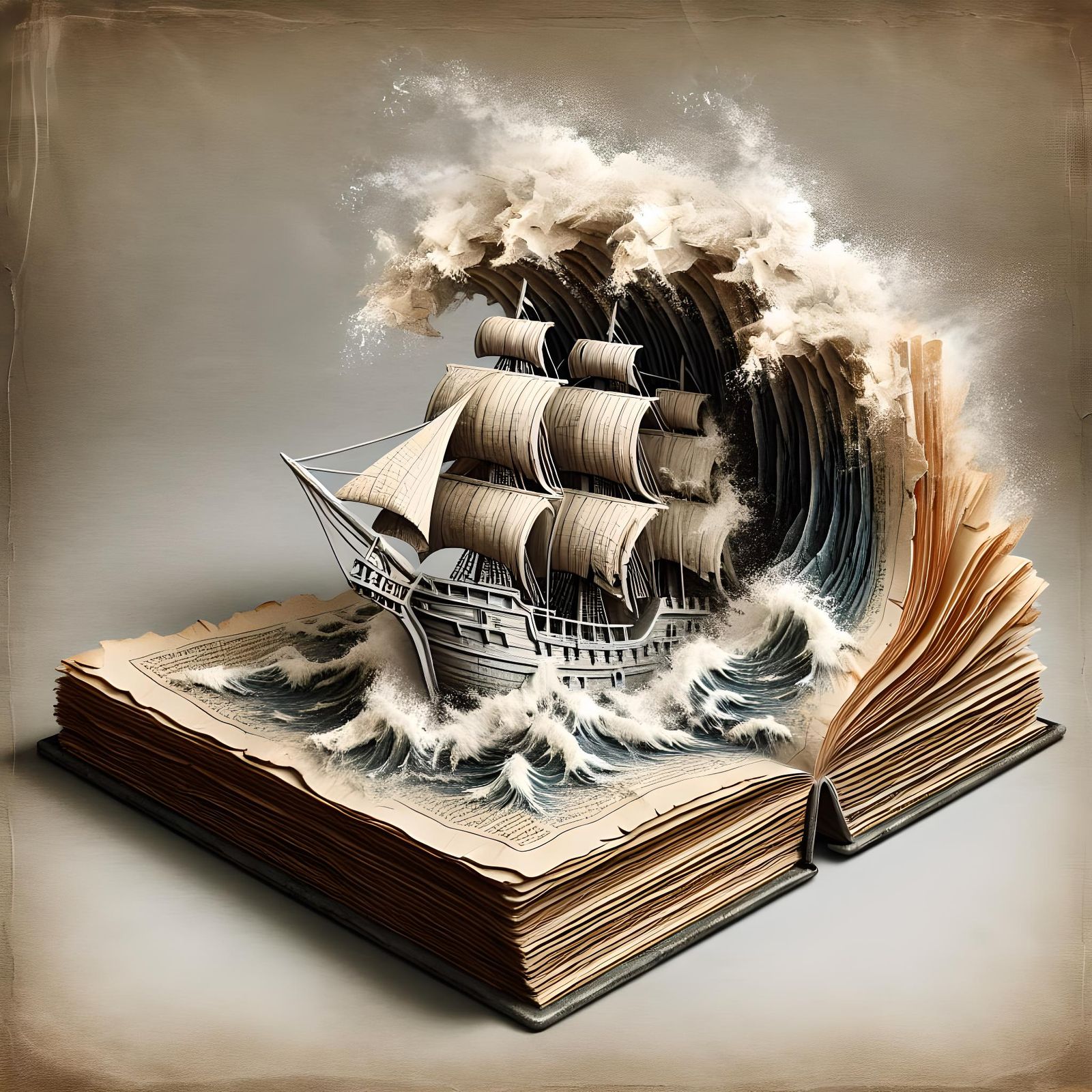 Paper Pirate Ship Sculpture in 3D Art