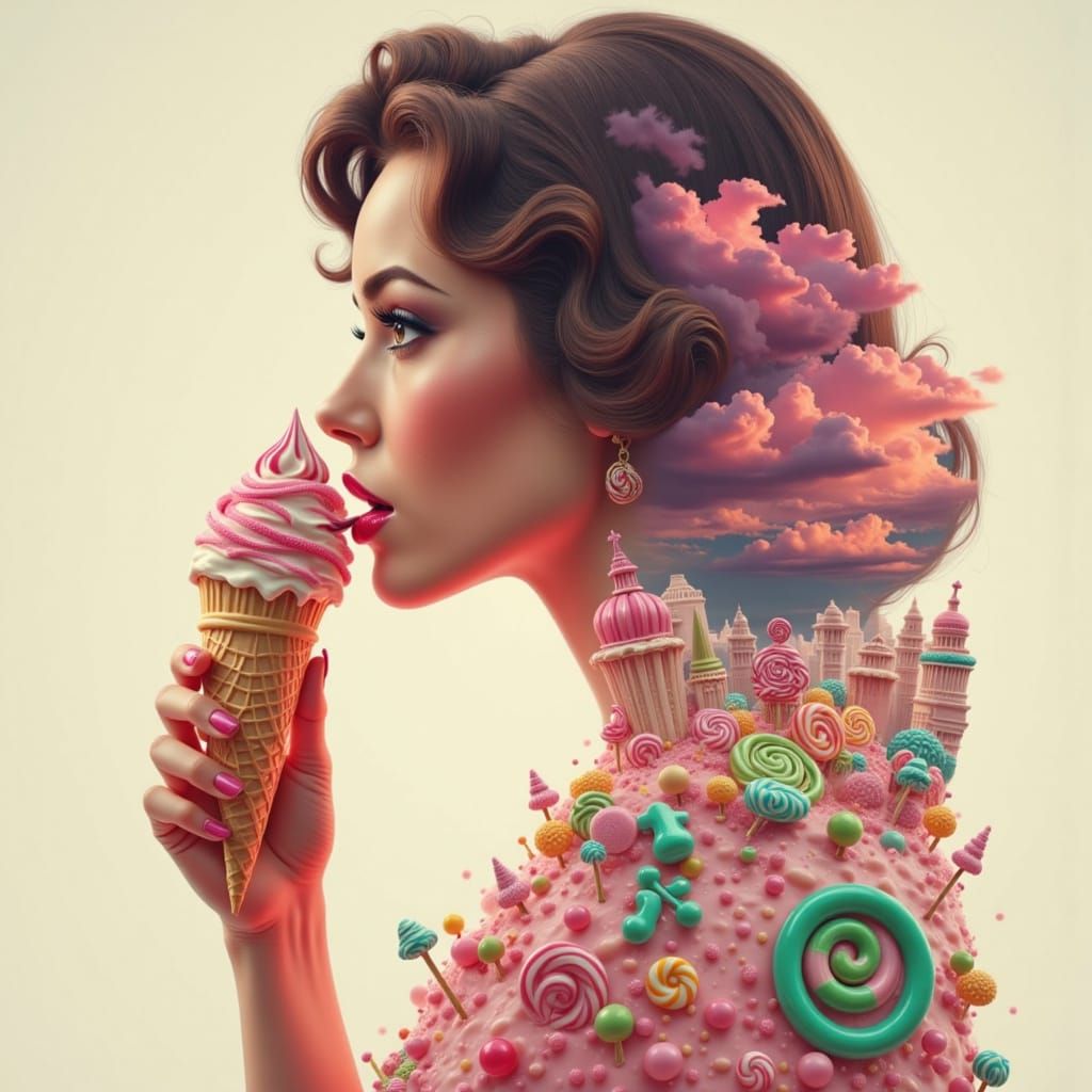 Pin-Up Girl's Candy Land Dreamscape