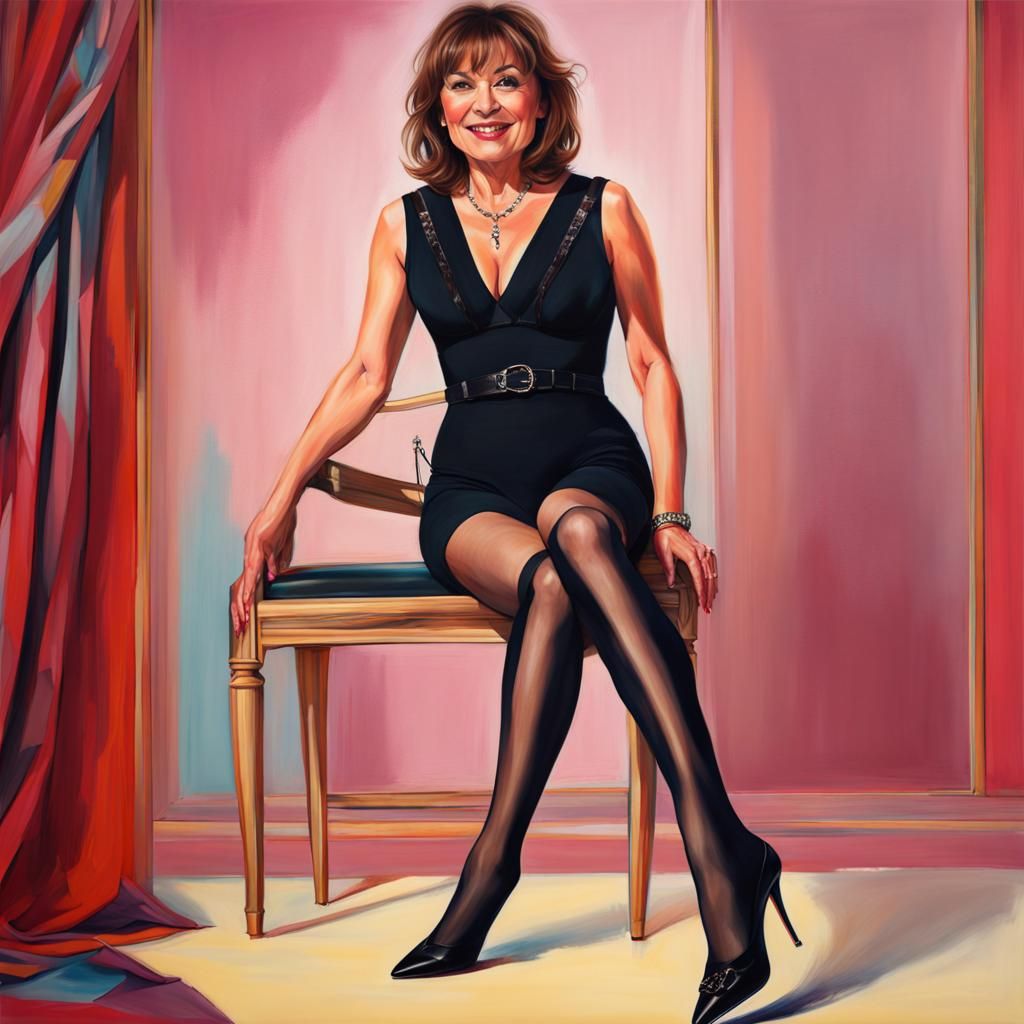 Woman in Stockings and Suspenders: Hyperrealistic Splash Art