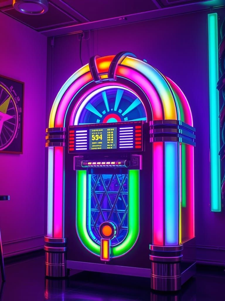 Futuristic Neon Jukebox Radiates Ethereal Glow