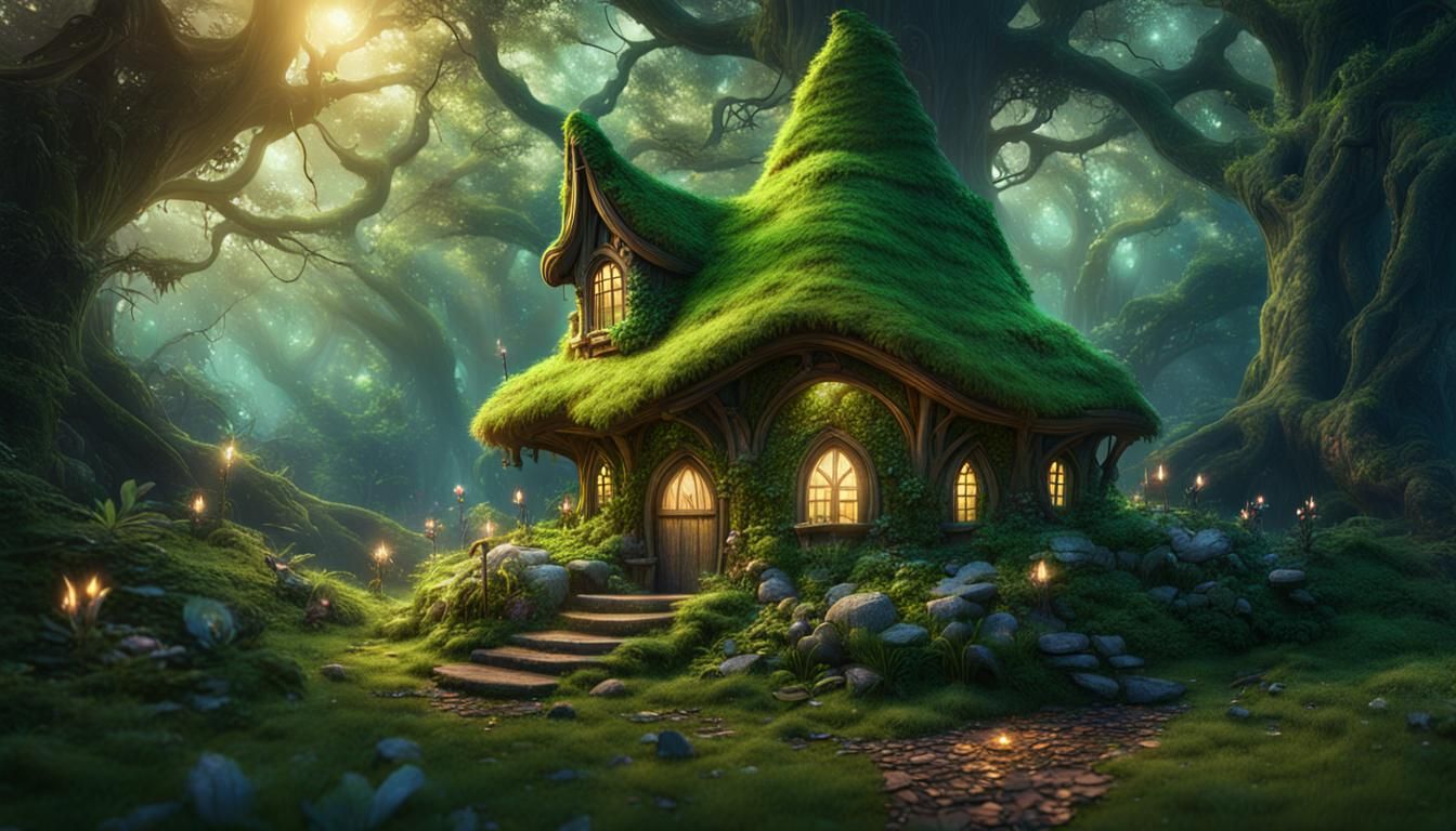 Magical Fairy House in Enchanted Forest: Matte Painting