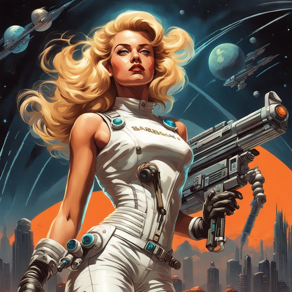 Barbarella-Inspired Sci-Fi Pin-Up in 50s Style