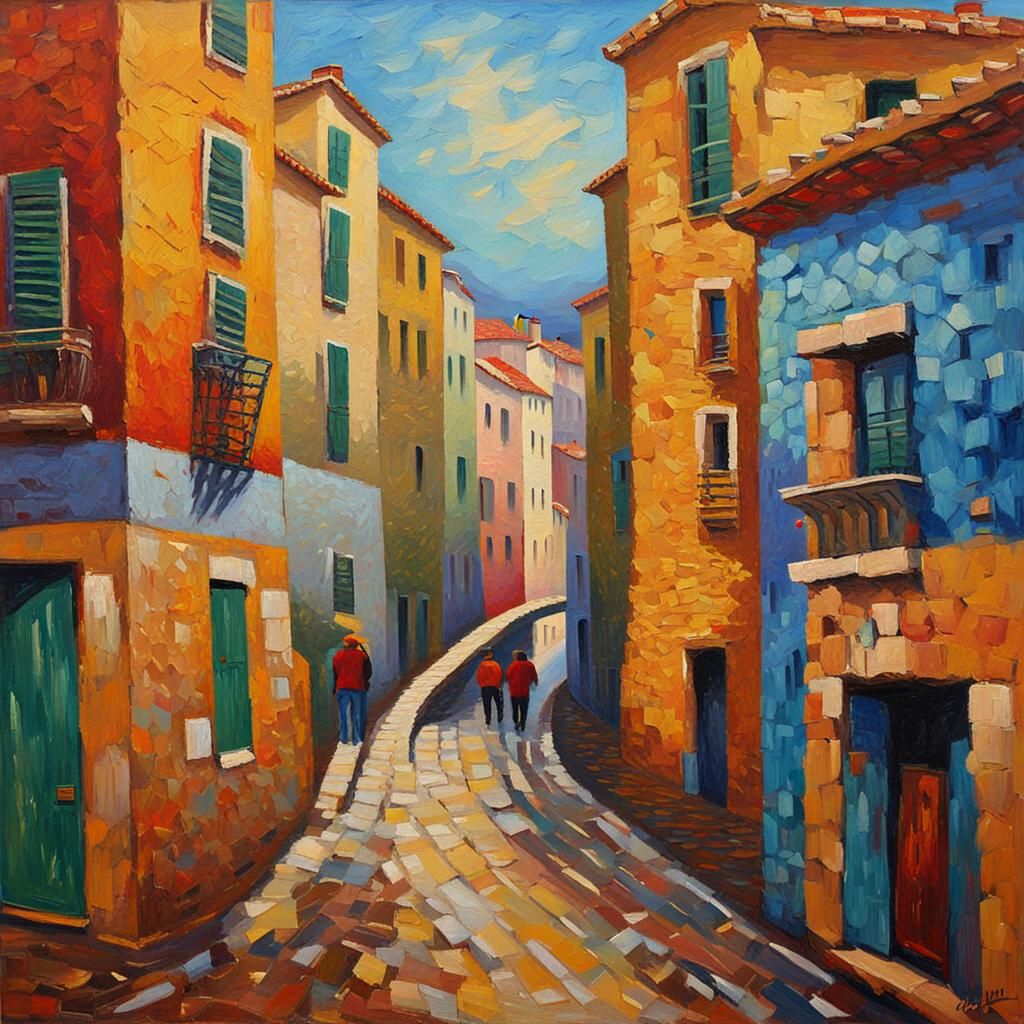 Neo-Impressionistic Passage to Marseilles in Oils