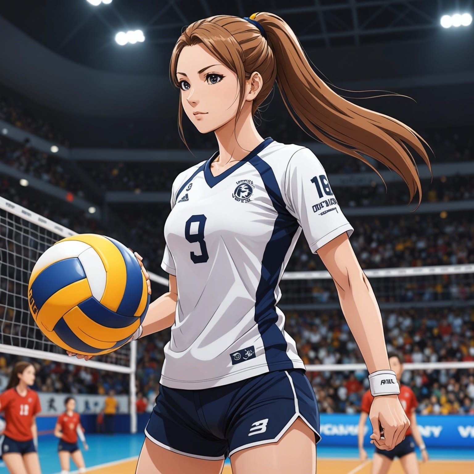 Volleyball Sport Girl in Anime Style